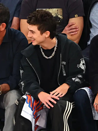 Timothée Chalamet Knick Play-off Game Black Zip Hoodie