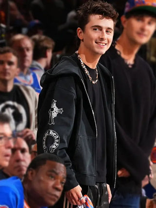Timothée Chalamet Knick Playoff Game Black Zip Hoodie