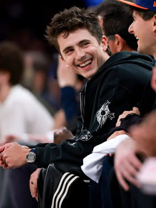 Timothée Chalamet NY Knicks Playoff Game Black Zipper Hoodie