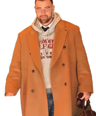 Travis Kelce New York Label Relaxed Wool-Blend Brown Coat