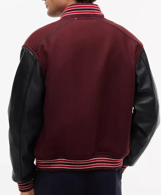 Travis Kelce Tommy Hilfiger Mixed-Media Varsity Jacket For Men & Women