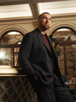 Travis Kelce Tommy Hilfiger New York Label Pinstriped Blazer