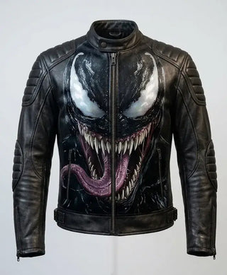 Venom Biker Halloween Black Leather Jacket