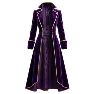 Women Halloween Purple Velvet Witch Coat