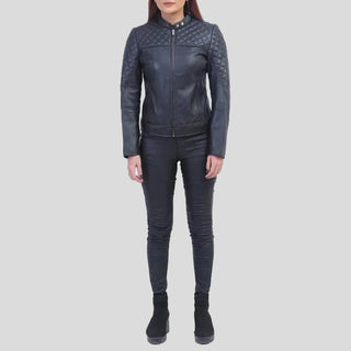 Womens quilted shoulder cafe racer jacket 