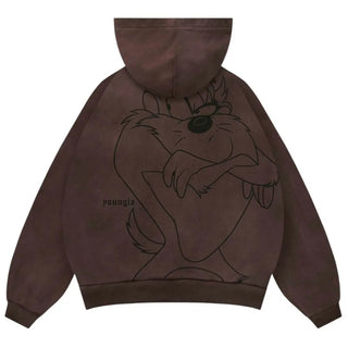 YoungLA x Looney Tunes Plaid Brown Zip Hoodie