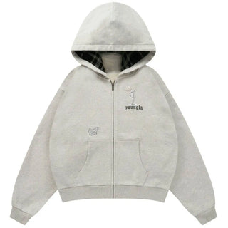YoungLA x Looney Tunes Plaid Grey Zip Hoodie