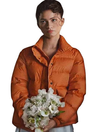 Zendaya The Drama Orange Puffer Jacket