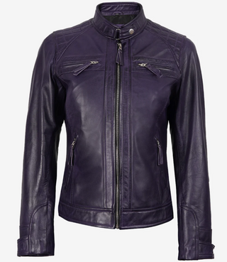 Men's Genuine Leather Quilted Biker Jacket, Purple Leather Motorcycle Jacket, Purple Riding Jacket, Purple Biker Jacket