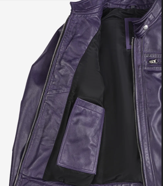 Men's Genuine Leather Quilted Biker Jacket, Purple Leather Motorcycle Jacket, Purple Riding Jacket, Purple Biker Jacket