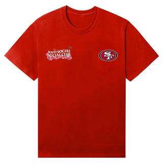 anti social club 49ers black Blossom Red Tshirt front