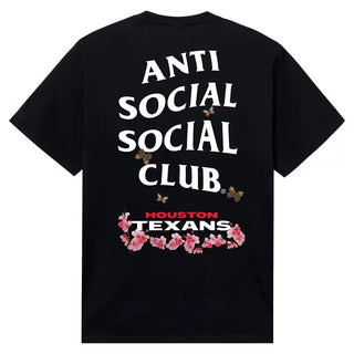anti social club houstonTexans Blossom black Tshirt 