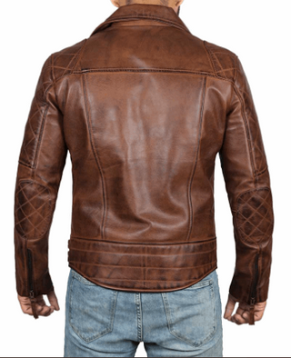 Frisco Quilted Asymmetrical Brown Motorcycle Leather Jacket