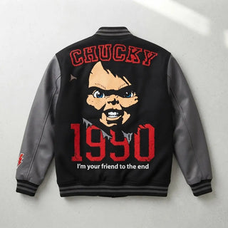 Men's Graphic Black and Varsity Jacket