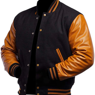 Mens Black And Gold Varsity Jacket