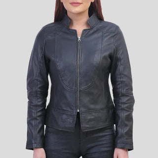 women biker black jacket