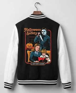 Michael Myers Safety A Sitter’s Black & White Varsity Jacket