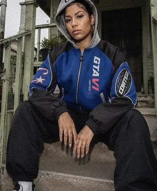 GTA VI x  Corteiz Blue Racing Zip-Up Jacket