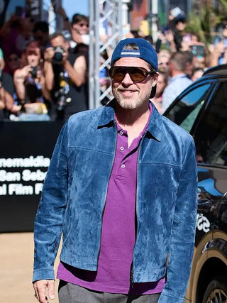 Brad Pitt San Sebastián Blue Suede Jacket For Men & Women