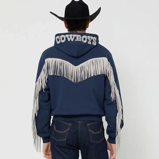 Austin Post x Dallas Cowboys Navy Fringed Hoodie