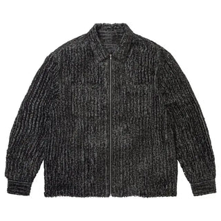 Supreme Leopard Frayed Zip Up Shirt