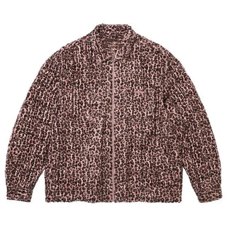 Supreme Leopard Frayed Zip Up Shirt