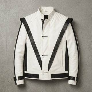 Michael Jackson Thriller White Leather Jacket