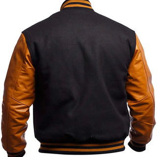 Mens Black And Gold Varsity Jacket