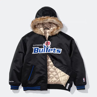 Supreme x Mitchell & Ness Washington Bullets Hooded Varsity Jacket