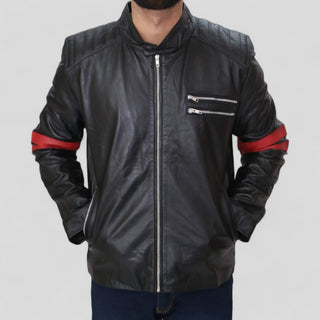 leather jacket red and black
