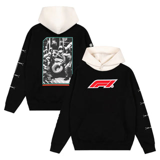 F1 All Hand Black Pullover Hoodie for Men & Women
