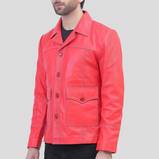 mens red leather jacket