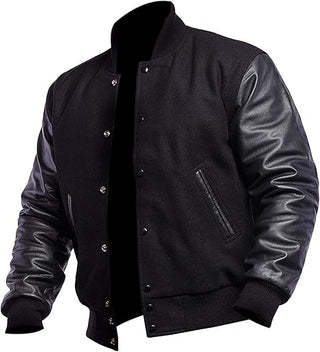 Unisex Black And Grey Varsity Letterman Jacket