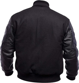 Unisex Black And Grey Varsity Letterman Jacket